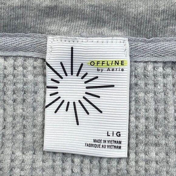 Aerie Offline Wow Waffle Oversized T-Shirt Heather Grey - Picture 4 of 7